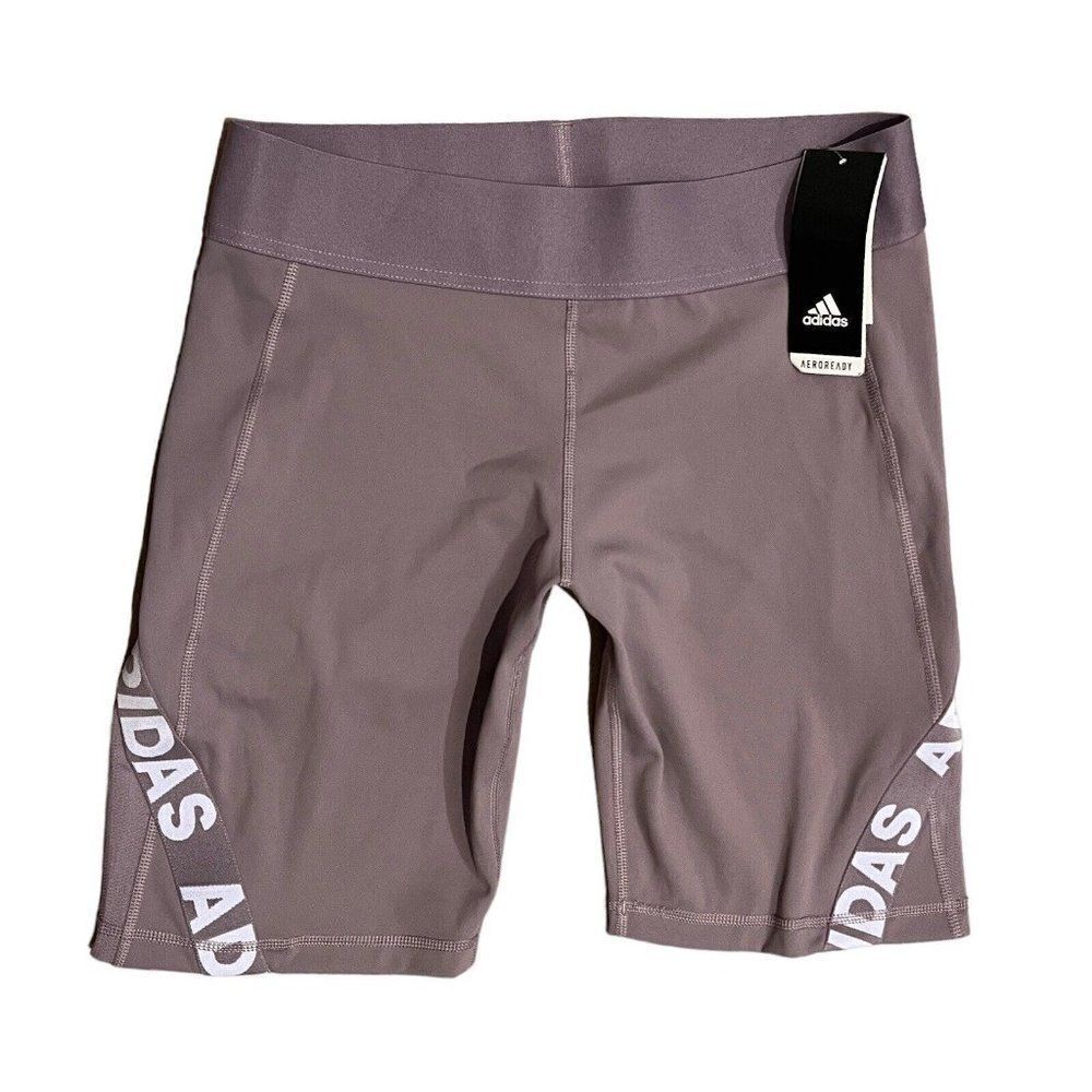 Adidas Shorts Women’s M Purple Performance‎ Workout Biker Logo Run Gym FT8595